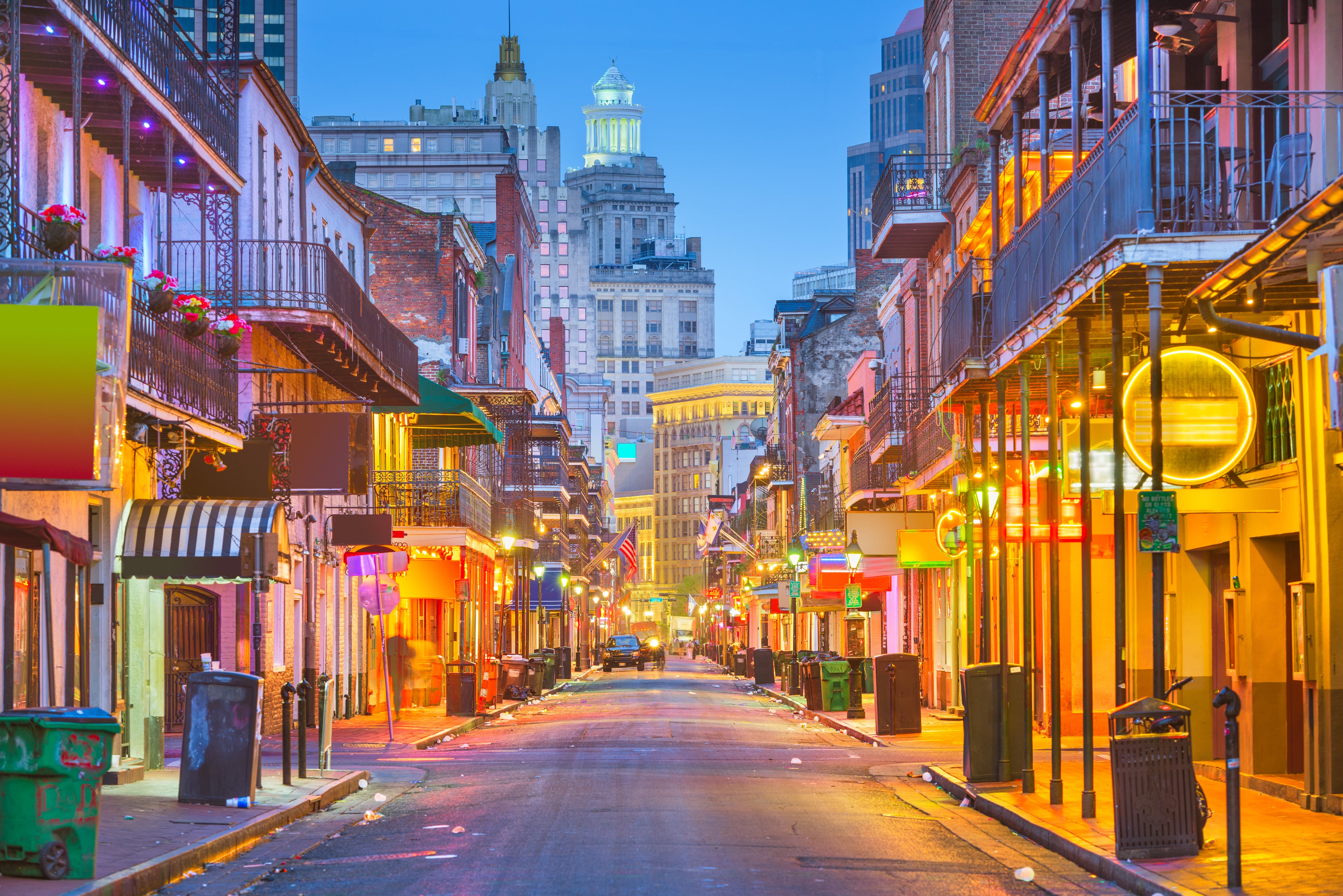 Bourbon Street, New Orleans at dusk